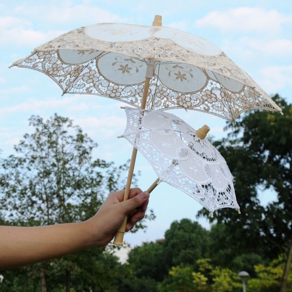 Parasol Umbrella Large - Vintage Large Lace Parasol Umbrella Embroidery