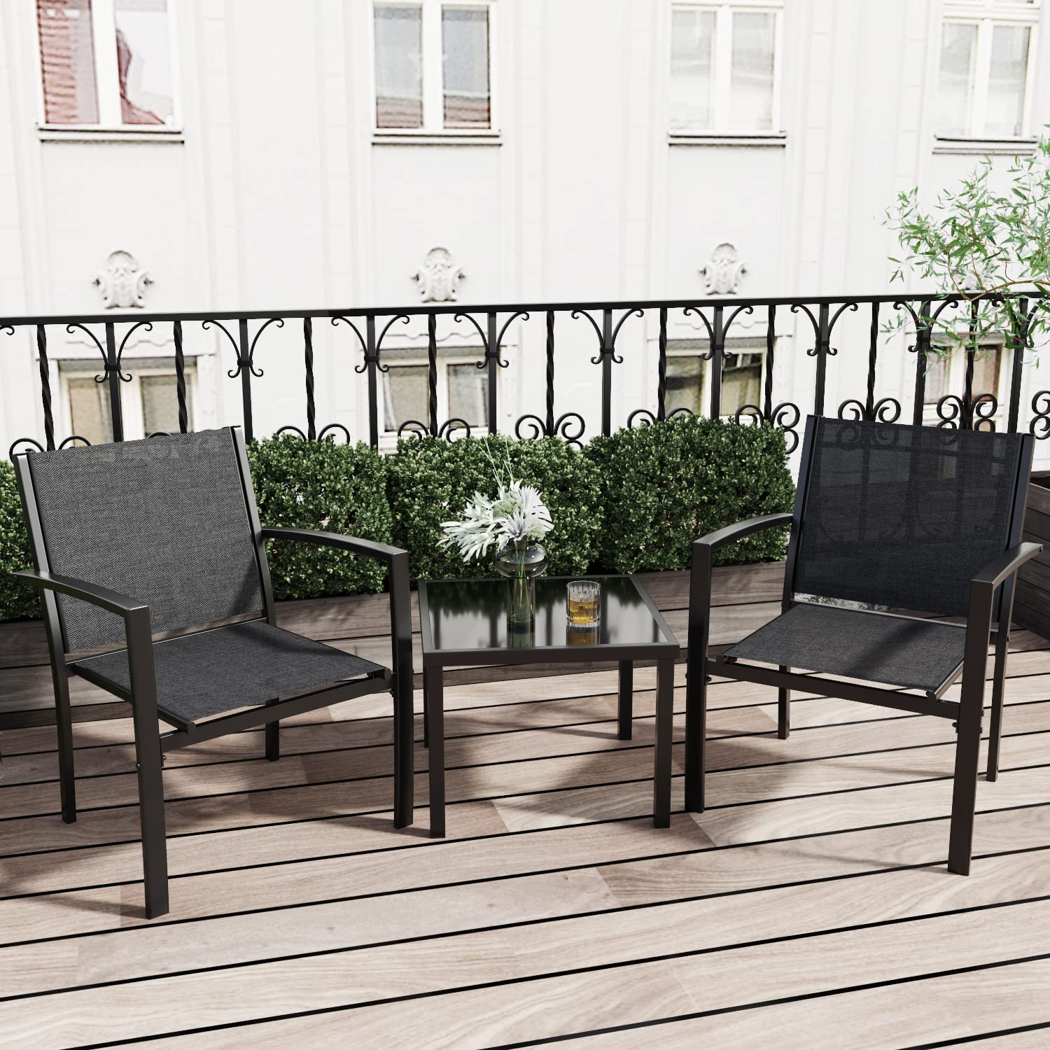 Outdoor Furniture Table - 3-Piece Patio Furniture Set Outdoor Textilene