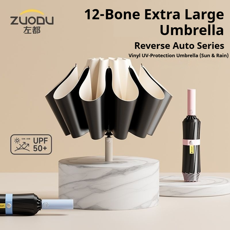 Parasol Umbrella Large - ZUODU Fully Automatic Reverse-Folding Strong Windproof
