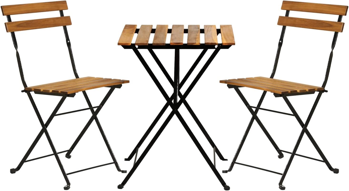 Natural wood 3-piece folding p - Outdoor Furniture Table 评论和价格