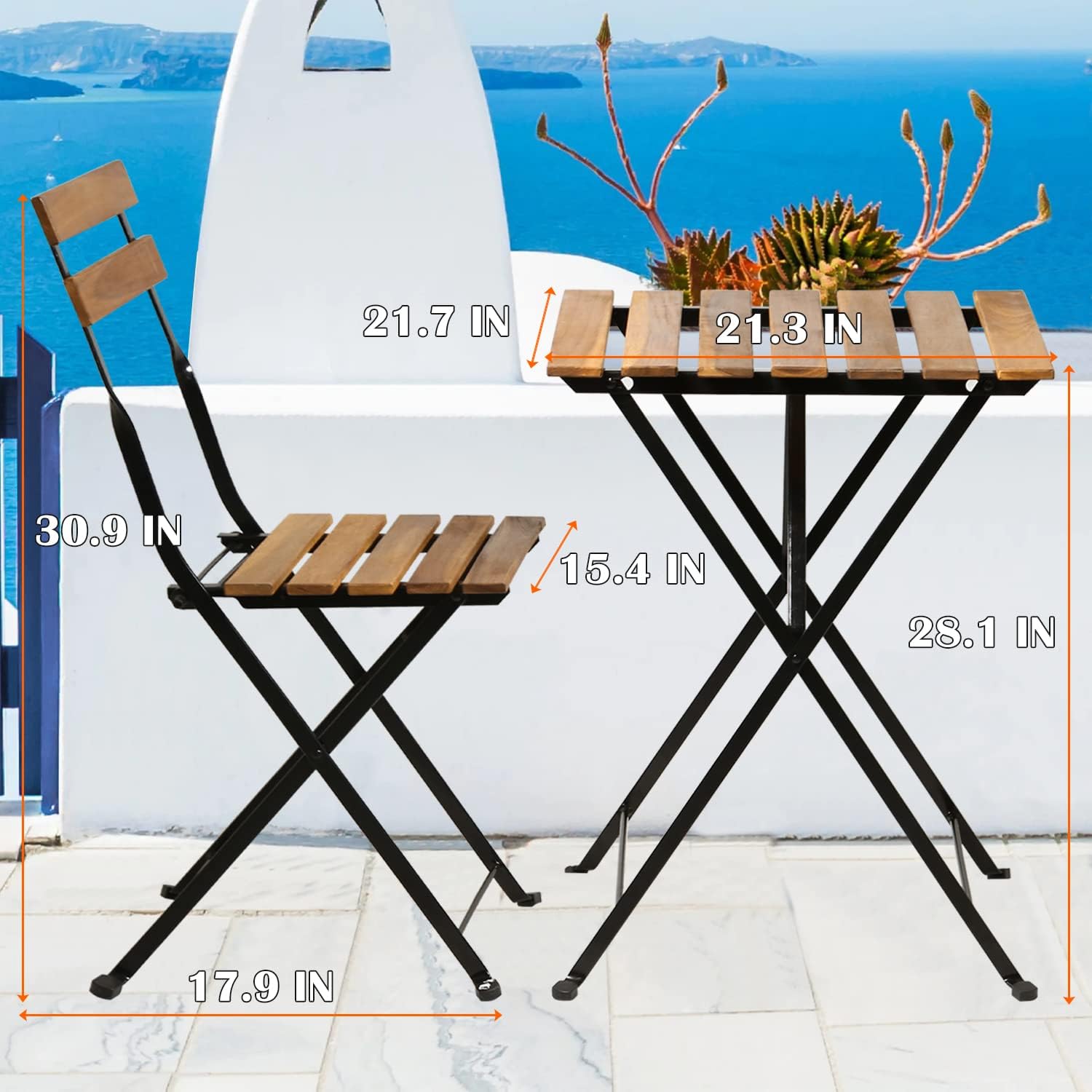 Natural wood 3-piece folding p - Outdoor Furniture Table 评论和价格