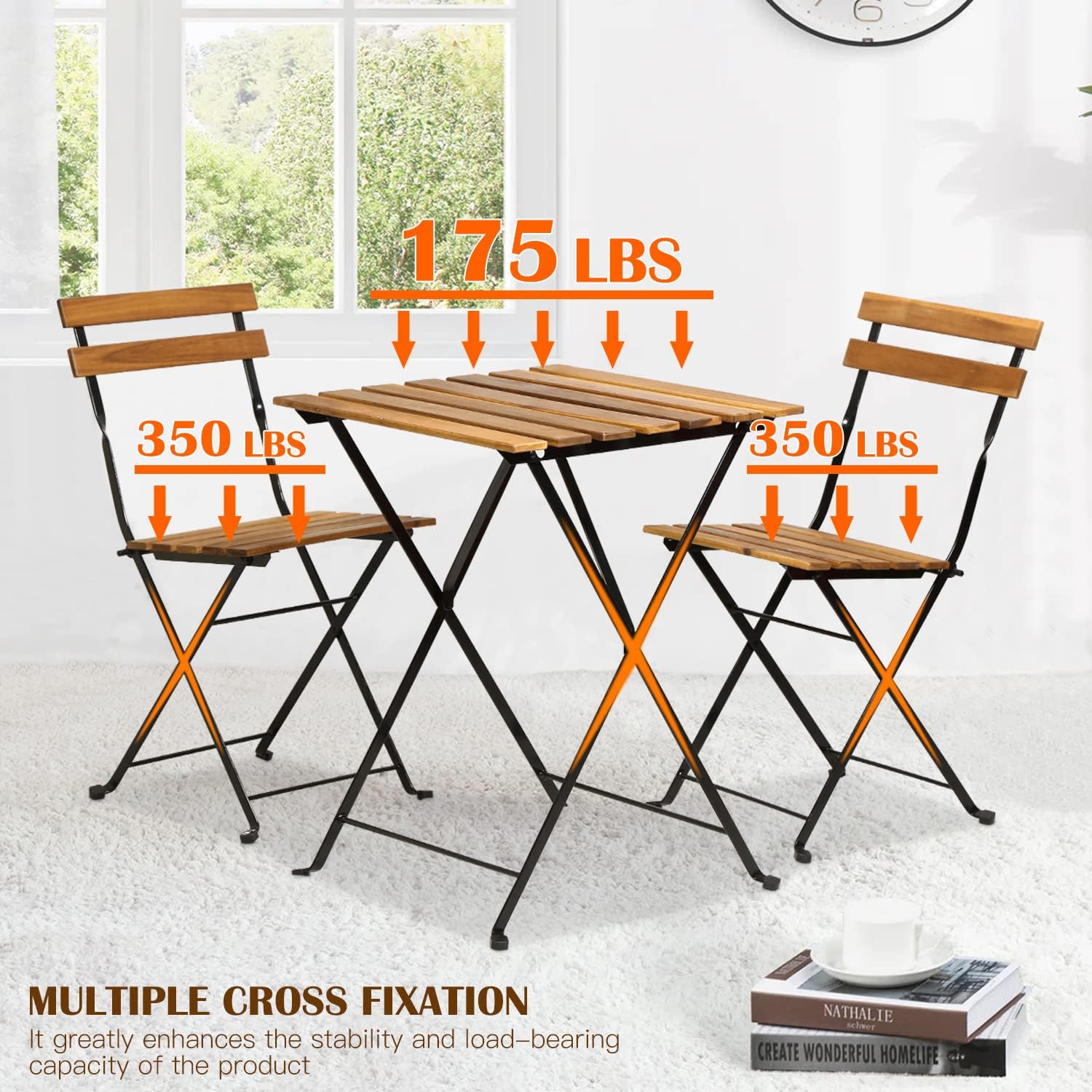 Natural wood 3-piece folding p - Outdoor Furniture Table 评论和价格