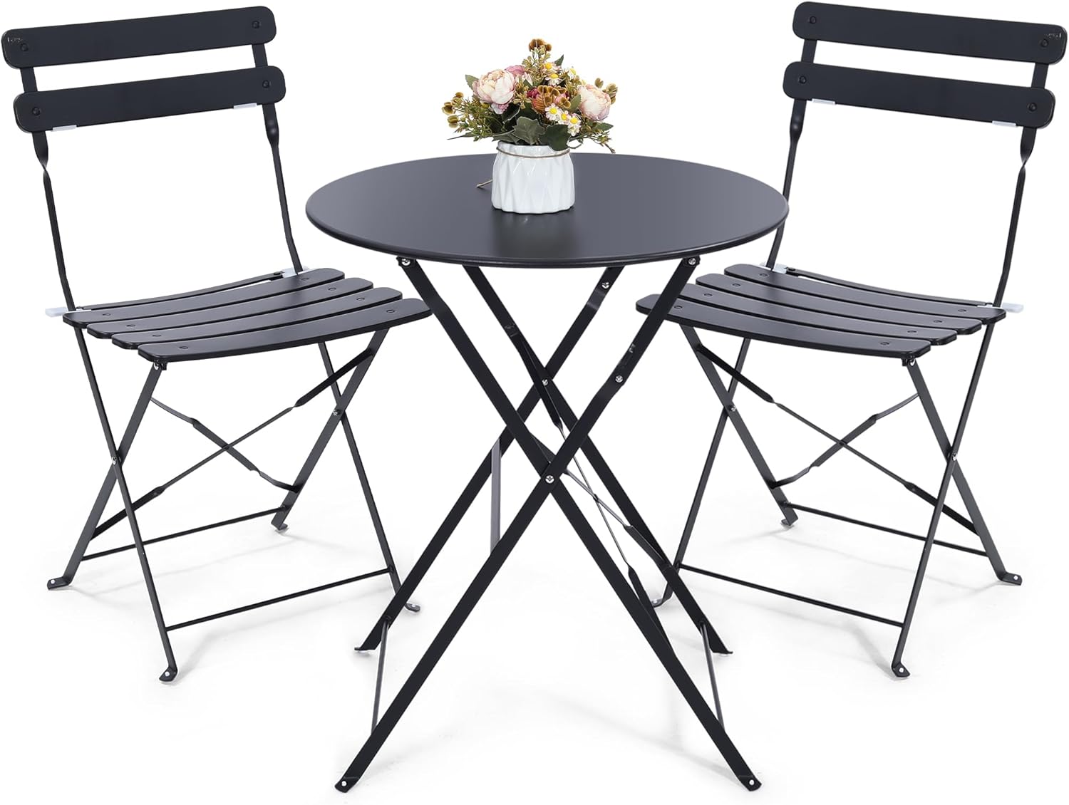 Space-saving black 3-piece fol - Outdoor Furniture Table 评论和价格